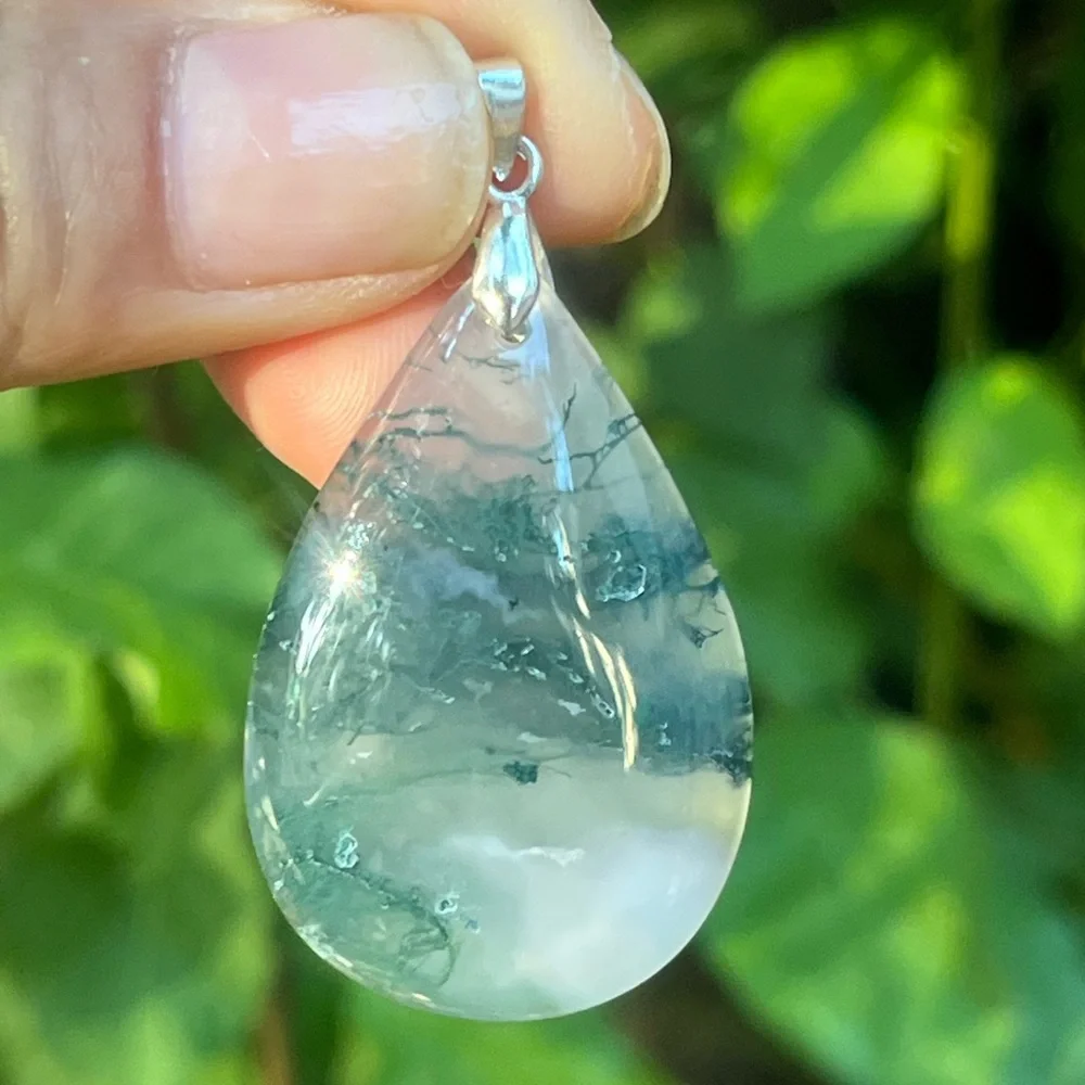 Sterling silver 925 stamped beautiful moss agate pendant 1224 - Picture 4 of 6